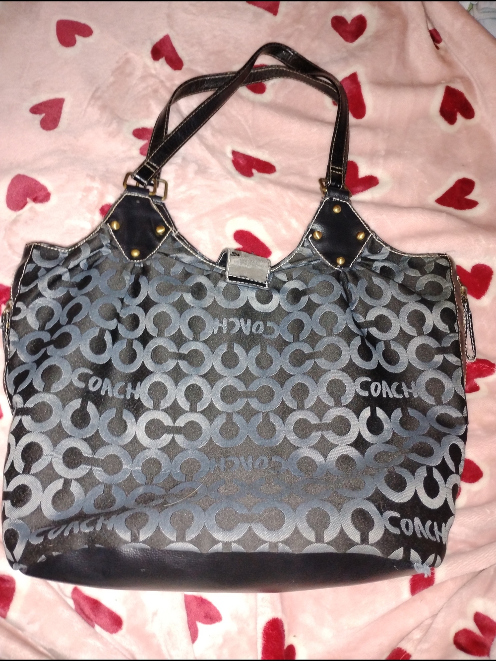 Coach Gray Signature Tote Bag